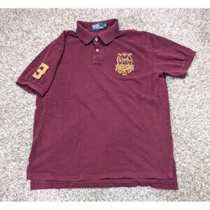 Polo Ralph Lauren Triple Pony Polo Short Men's Large Burgundy #3 Embroidered